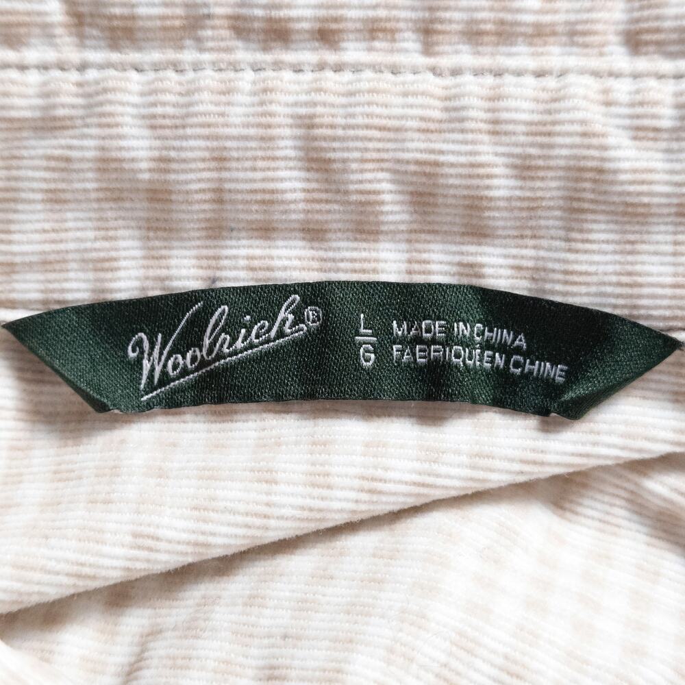 Woolrich Button Down Shirt Cotton Check British Tan Size L Minimalist Casual - Picture 9 of 12